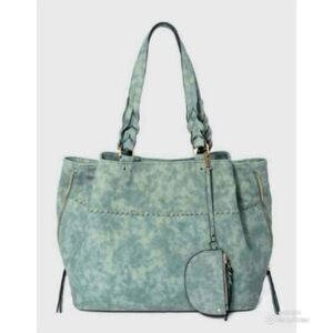 VR NYC Green Oversized Faux Suede Shoulder Bag Purse Tote NWT